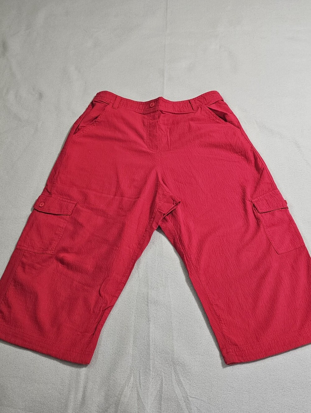 White Stag Red Capri Cargo Pants Womens Large Y2K Coastal Grandma Boho